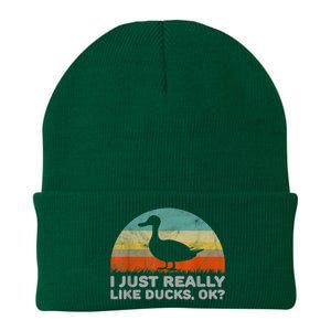 Funny I Just Really Like Ducks OK Knit Cap Winter Beanie