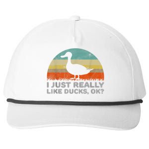 Funny I Just Really Like Ducks OK Snapback Five-Panel Rope Hat