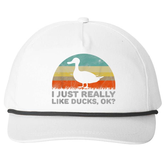 Funny I Just Really Like Ducks OK Snapback Five-Panel Rope Hat