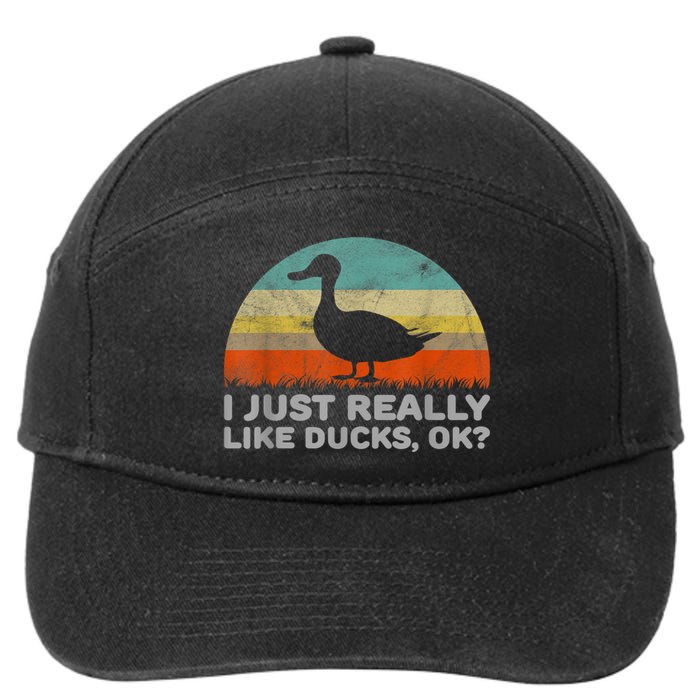 Funny I Just Really Like Ducks OK 7-Panel Snapback Hat