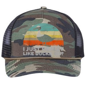 Funny I Just Really Like Ducks OK Retro Rope Trucker Hat Cap