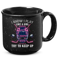 Funny I Know I Play Like A Girl Try To Keep Up Ice Hockey 15oz Campfire Ceramic Mug