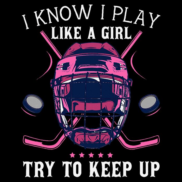 Funny I Know I Play Like A Girl Try To Keep Up Ice Hockey 16 in Basic Backpack