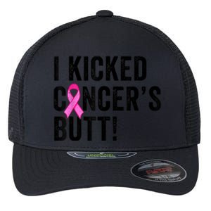 Funny I Kicked Cancer's Butt Tee, Fun Breast Cancer Survivor Flexfit Unipanel Trucker Cap