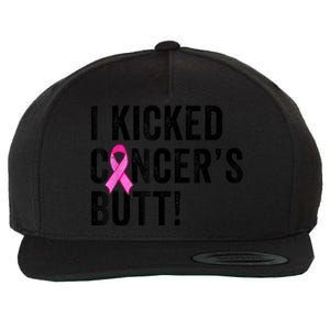 Funny I Kicked Cancer's Butt Tee, Fun Breast Cancer Survivor Wool Snapback Cap