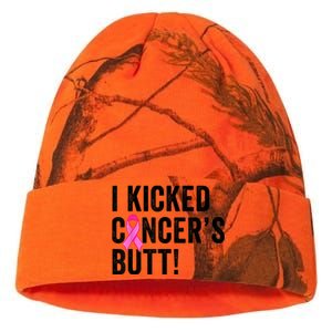 Funny I Kicked Cancer's Butt Tee, Fun Breast Cancer Survivor Kati Licensed 12" Camo Beanie