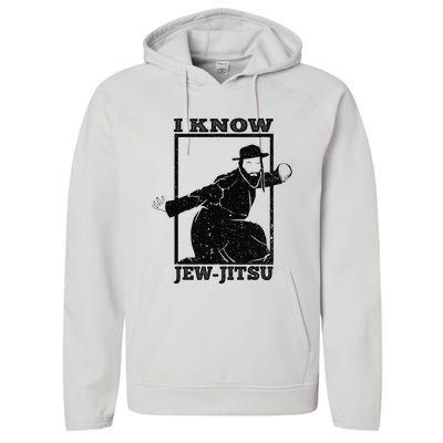 Funny I Know Jew Jitsu Performance Fleece Hoodie