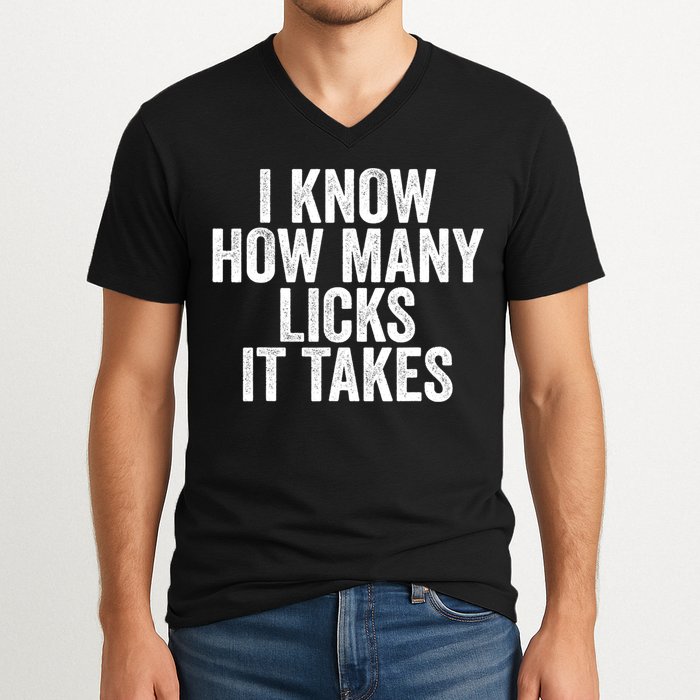 Funny I Know How Many Licks It Takes V-Neck T-Shirt