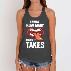 Funny I Know How Many Licks It Takes Women's Knotted Racerback Tank