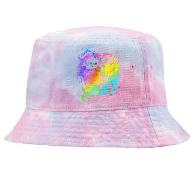 Funny I Know I Play Like A Girl Try To Keep Up Soccer Player Gift Tie-Dyed Bucket Hat