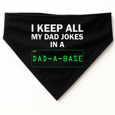Funny I Keep All My Dad Jokes In A Dad A Base Gag Dad Joke USA-Made Doggie Bandana