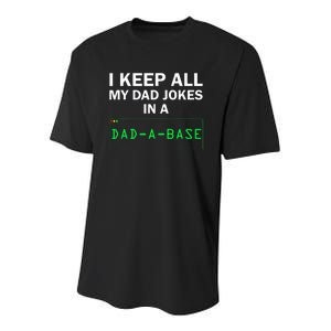 Funny I Keep All My Dad Jokes In A Dad A Base Gag Dad Joke Youth Performance Sprint T-Shirt