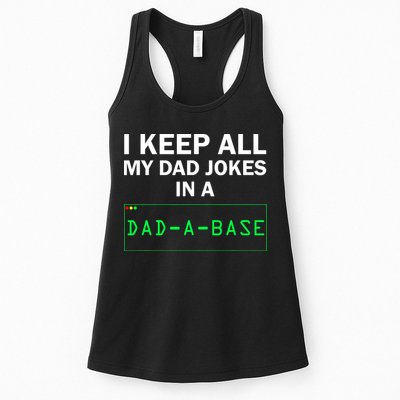 Funny I Keep All My Dad Jokes In A Dad A Base Gag Dad Joke Womens Tank Top