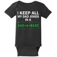 Funny I Keep All My Dad Jokes In A Dad A Base Gag Dad Joke Baby Bodysuit