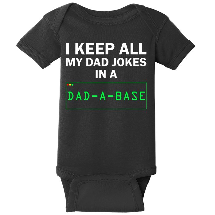 Funny I Keep All My Dad Jokes In A Dad A Base Gag Dad Joke Baby Bodysuit