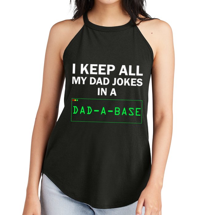 Funny I Keep All My Dad Jokes In A Dad A Base Gag Dad Joke Women's Perfect Tri Rocker Tank
