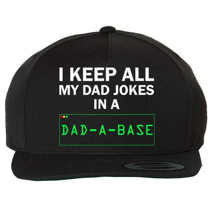 Funny I Keep All My Dad Jokes In A Dad A Base Gag Dad Joke Wool Snapback Cap