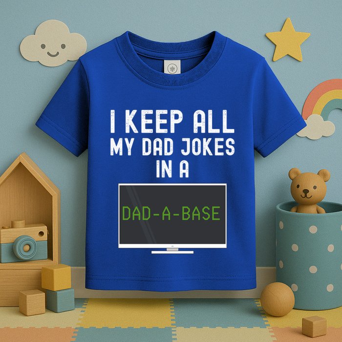 Funny I Keep All My Dad Jokes In A Dad A Base Gag Dad Joke Gift Toddler T-Shirt