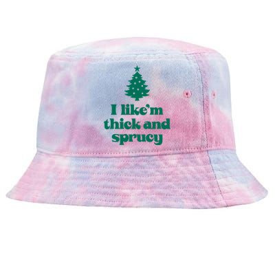 Funny I Like Them Real Thick And Sprucey Christmas Tree Xmas Tie-Dyed Bucket Hat