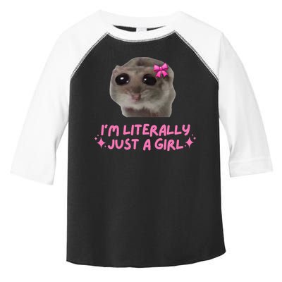 Funny IM Literally Just A Girl Sad Hamster Meme Gift Toddler Fine Jersey T-Shirt