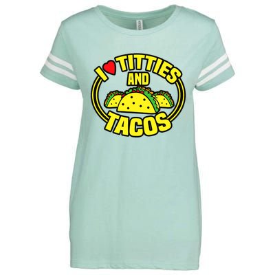 Funny I Love Titties And Tacos Enza Ladies Jersey Football T-Shirt