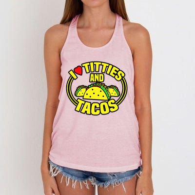 Funny I Love Titties And Tacos Women's Knotted Racerback Tank