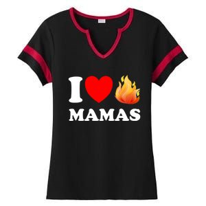 Funny I Love Hot Mamas Meaningful Gift Ladies Halftime Notch Neck Tee