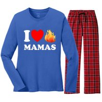 Funny I Love Hot Mamas Meaningful Gift Women's Long Sleeve Flannel Pajama Set 