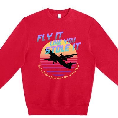 Fly It Like You Stole It Sky King Vaporwave Aesthetic Premium Crewneck Sweatshirt