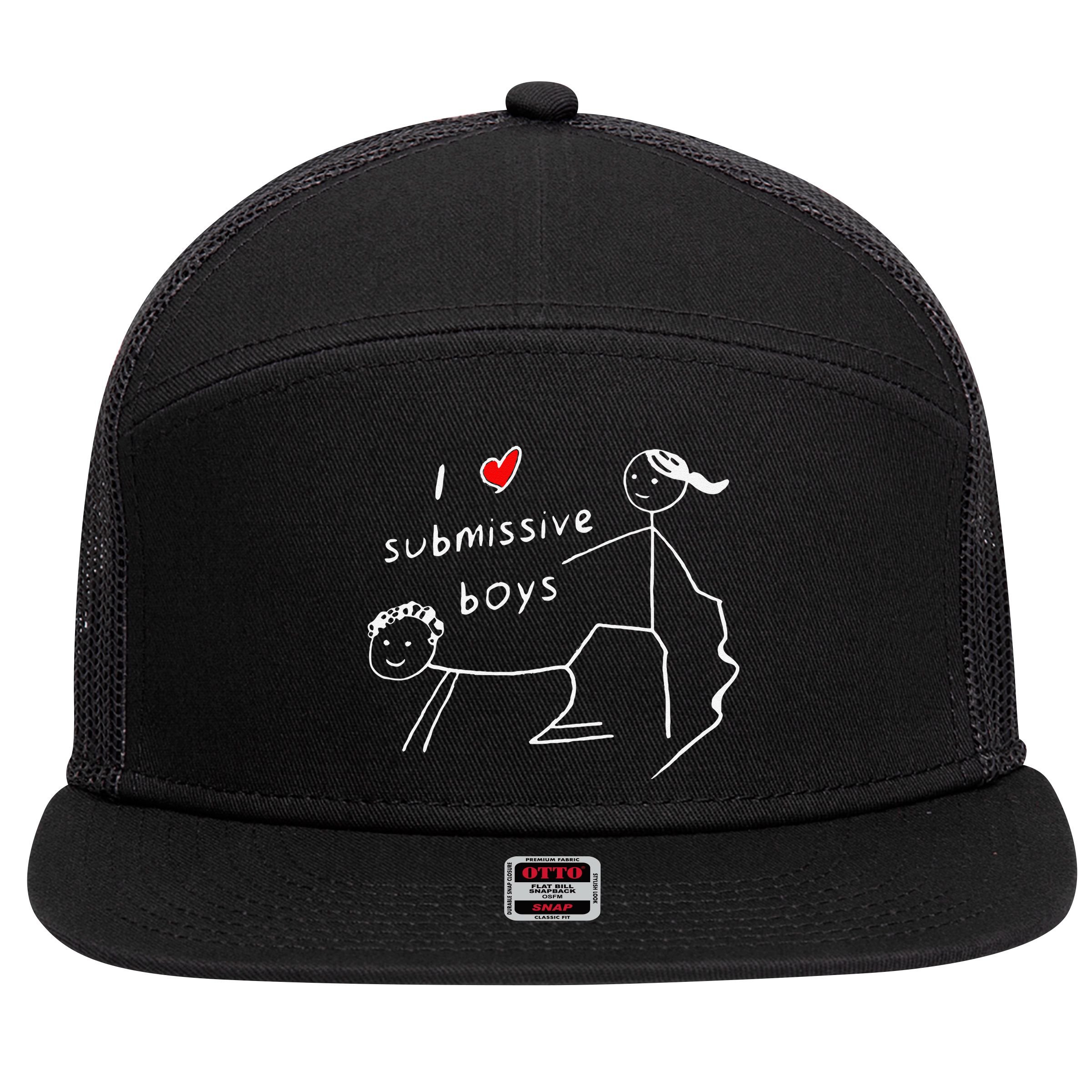 Funny I Love Submissive Boy I Heart Submissive Gift 7 Panel Mesh Trucker Snapback Hat
