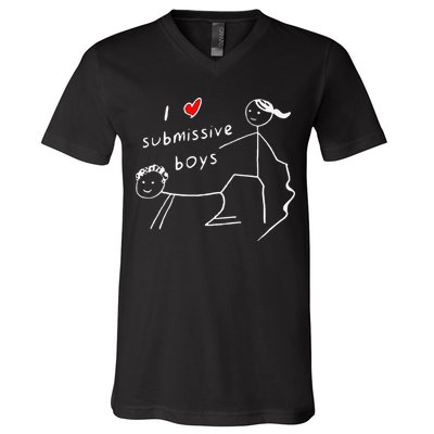 Funny I Love Submissive Boy I Heart Submissive Gift V-Neck T-Shirt