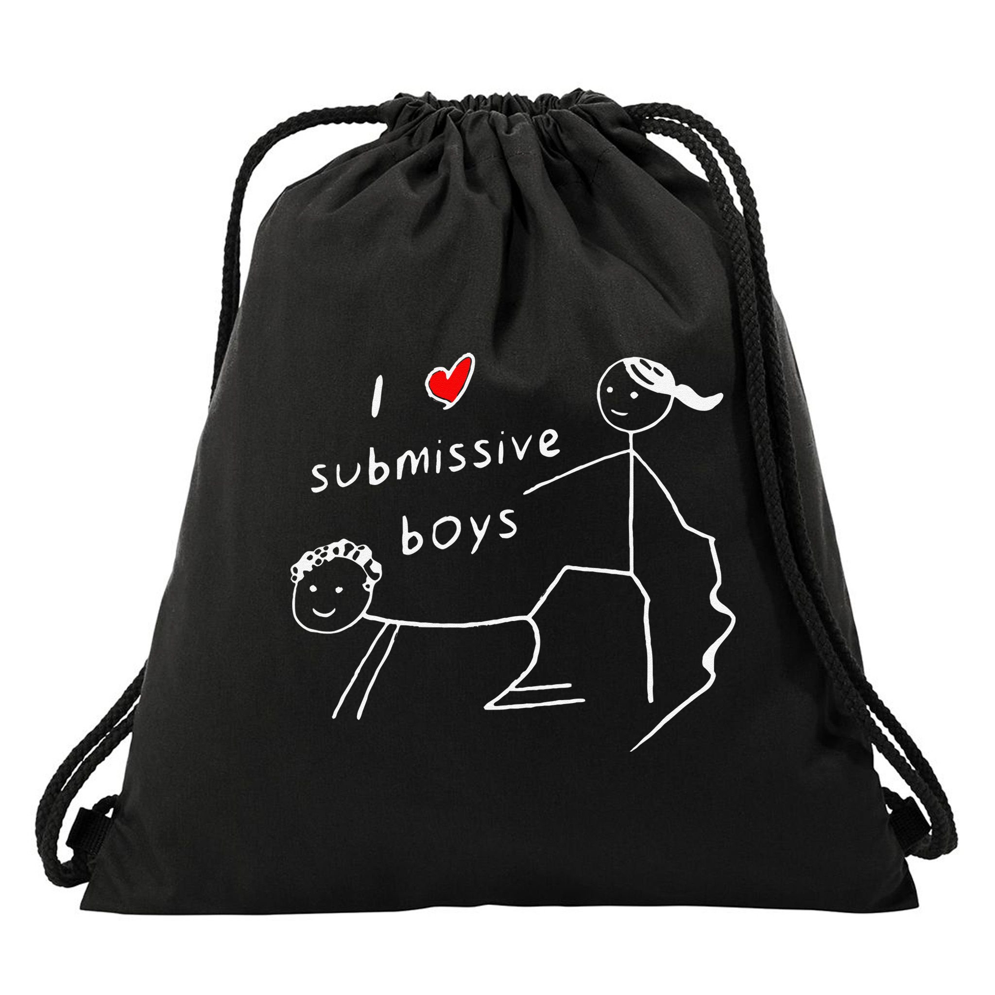 Funny I Love Submissive Boy I Heart Submissive Gift Drawstring Bag