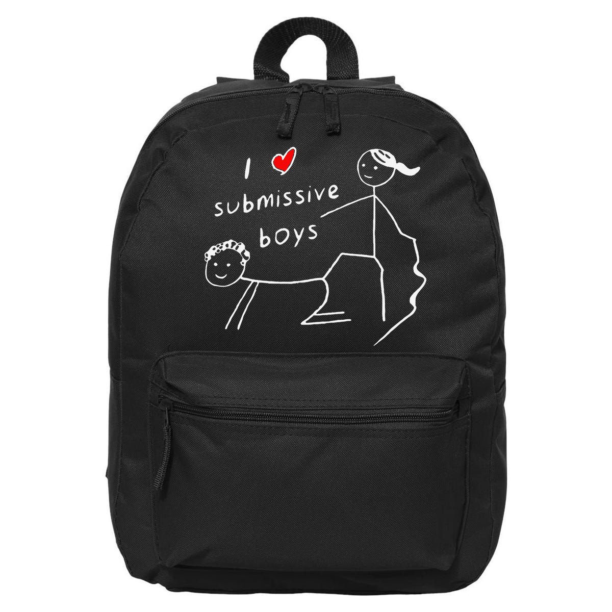 Funny I Love Submissive Boy I Heart Submissive Gift 16 in Basic Backpack