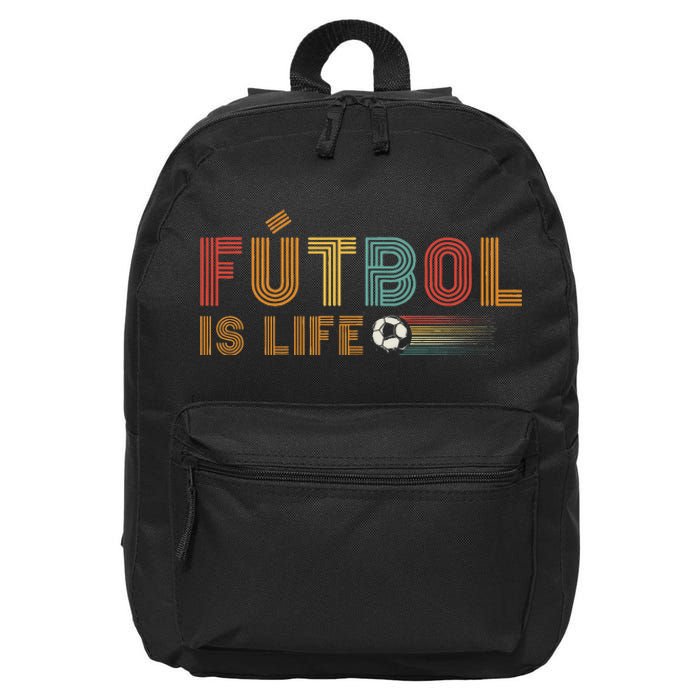 Futbol Is Life Football Lover Soccer Funny Vintage 16 in Basic Backpack