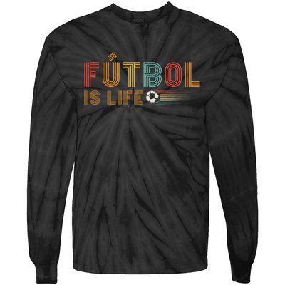 Futbol Is Life Football Lover Soccer Funny Vintage Tie-Dye Long Sleeve Shirt