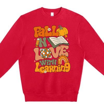 Fall In Love With Learning Autum Thanksgiving Teacher Premium Crewneck Sweatshirt