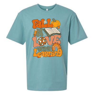 Fall In Love With Learning Autum Thanksgiving Teacher Sueded Cloud Jersey T-Shirt