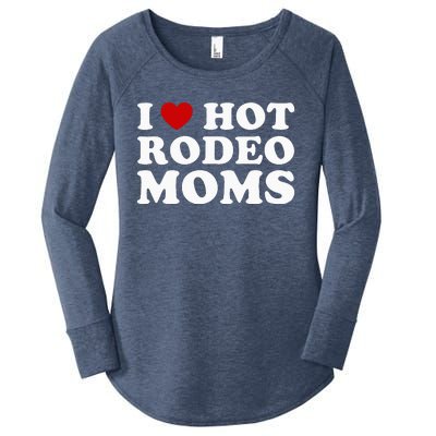 Funny I Love Hot Rodeo Moms I Heart Cowboy Rodeo Mom Women's Perfect Tri Tunic Long Sleeve Shirt