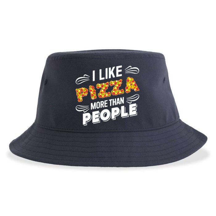 Funny I Like Pizza More Than People Gift Sustainable Bucket Hat