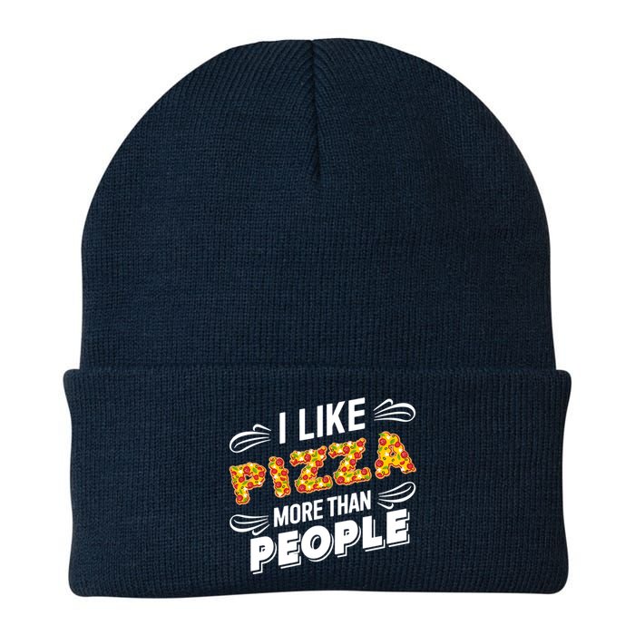 Funny I Like Pizza More Than People Gift Knit Cap Winter Beanie