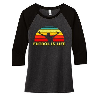 Futbol Is Life Women's Tri-Blend 3/4-Sleeve Raglan Shirt