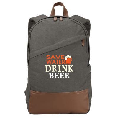 Funny Ing Lover Tees Gift Save Water Beer Gift Cotton Canvas Backpack