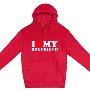 funny I Love My Boyfriend I Heart My Boyfriend Premium Pullover Hoodie