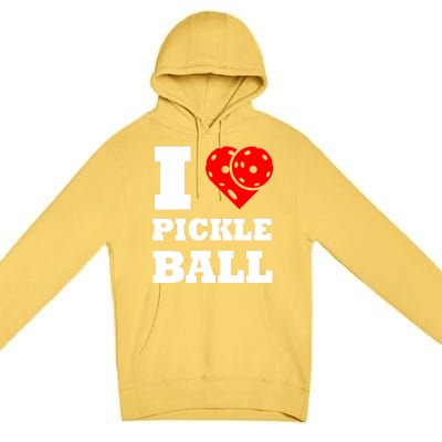 Funny I Love Pickleball Heart Great Gift Premium Pullover Hoodie