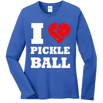 Funny I Love Pickleball Heart Great Gift Ladies Long Sleeve Shirt