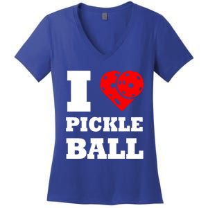 Funny I Love Pickleball Heart Great Gift Women's V-Neck T-Shirt