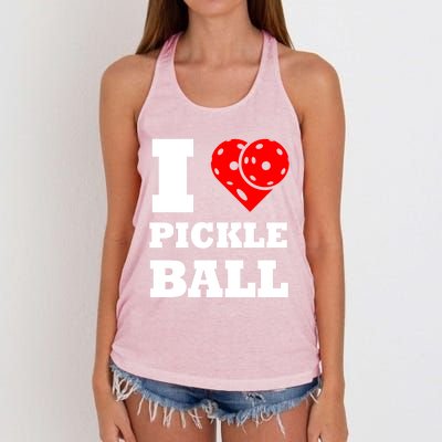 Funny I Love Pickleball Heart Great Gift Women's Knotted Racerback Tank