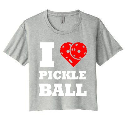 Funny I Love Pickleball Heart Great Gift Women's Crop Top Tee