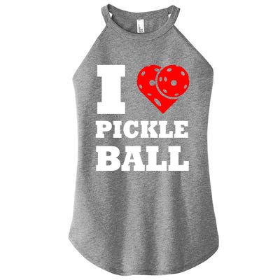 Funny I Love Pickleball Heart Great Gift Women’s Perfect Tri Rocker Tank