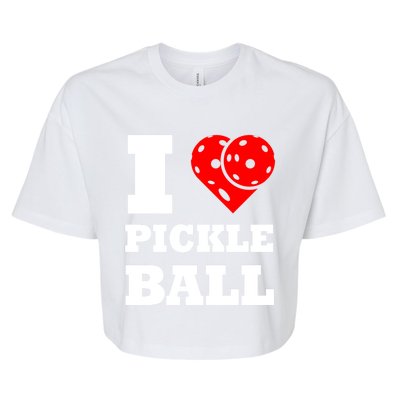 Funny I Love Pickleball Heart Great Gift Bella+Canvas Jersey Crop Tee